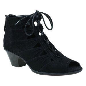 Earth Women's Aurora Peep Toe Goth Bootie Black Heels